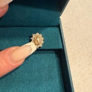 Elegant Gold / Silver Pearl and Clear Stone Earrings